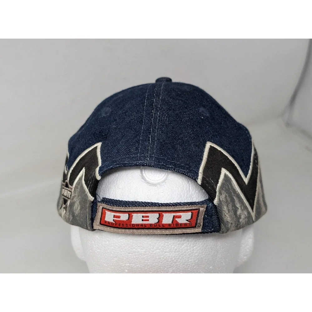 Vintage PBR Professional Bull Riders Denim Camo Baseball Cap Hat Cowboy Y2K